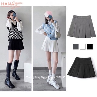 Chân váy xám xếp ly to, phong cách HQ