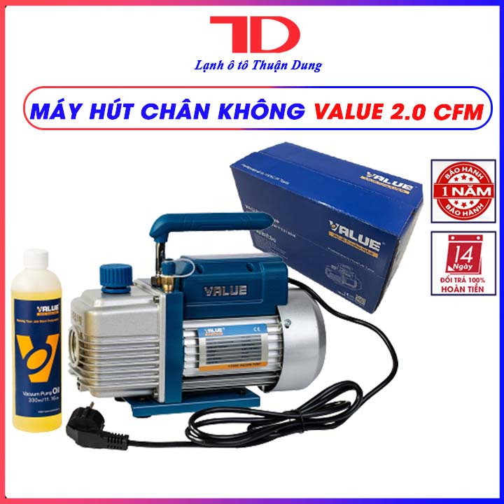 Máy hút chân không Value, 2.0 CFM, model VE115N, dùng cho máy lạnh, điều hoà, điều hoà ô tô, điện lạnh dân dụng