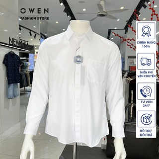 Áo sơ mi trắng OWEN dài tay có túi và không túi sợi NANO VẠT TÔM  - Mã  AR230315DT, AS230318D