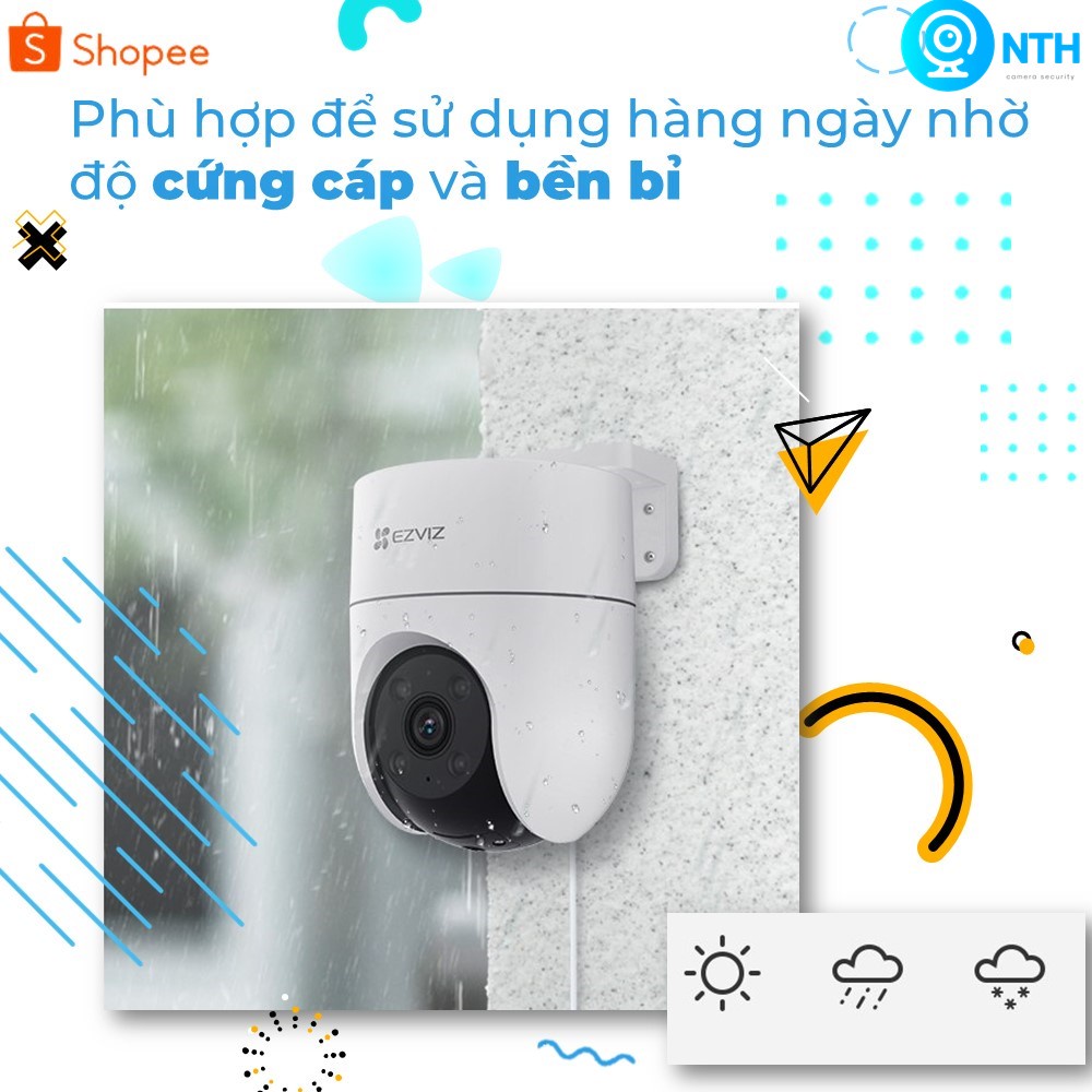 Camera Wifi EZVIZ H8C 4Mpx, Bao phủ hình ảnh 360, Ngoài trời, Còi hú, Đàm thoại 2 chiều, Bảo hành 24 tháng