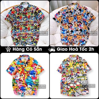 Áo sơ mi hoạt hình BatmanX Joker Mickey Gấu Pooh Stickers #AA