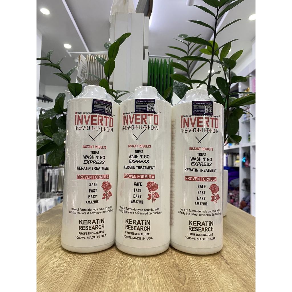Keratin Inverto Revolution Cao Cấp Không Cay mắt phục hồi tóc nát tóc hư tổn 1000ml