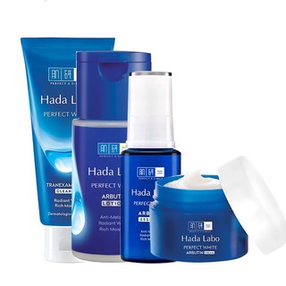 Combo bộ sản phẩm dưỡng trắng mượt Hada Labo Perfect White Arbutin-xanh