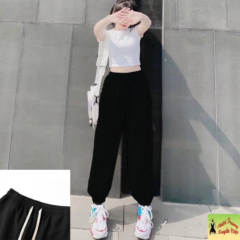quần dài ống rộng bo lai trơn mẩu hiện đại phù hợp mặc dạo phố mặc nhà freesize dưới 60kg