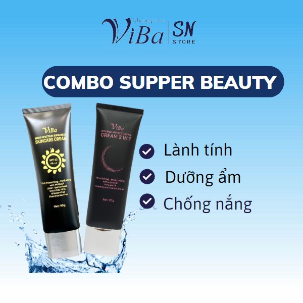 Combo super beauty ViBa bảo vệ, chăm sóc da, dưỡng ẩm sâu, chống tia UV, ngăn ngừa lão hóa