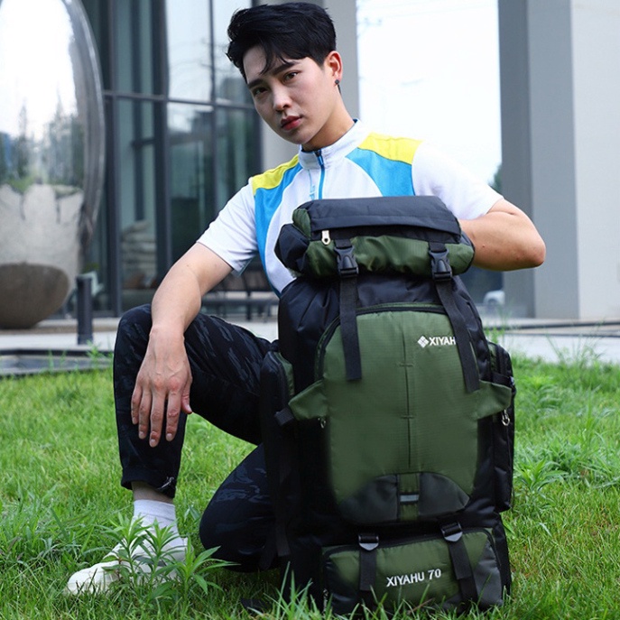 Balo du lịch vải dù chống thấm phượt/ leo núi/ trekking có dung tích lớn 70l - T0366