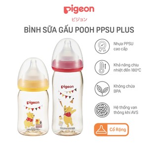 Bình Sữa Pigeon PPSU Plus Gấu Pooh 240ml (M) (HSD: 08/2024)