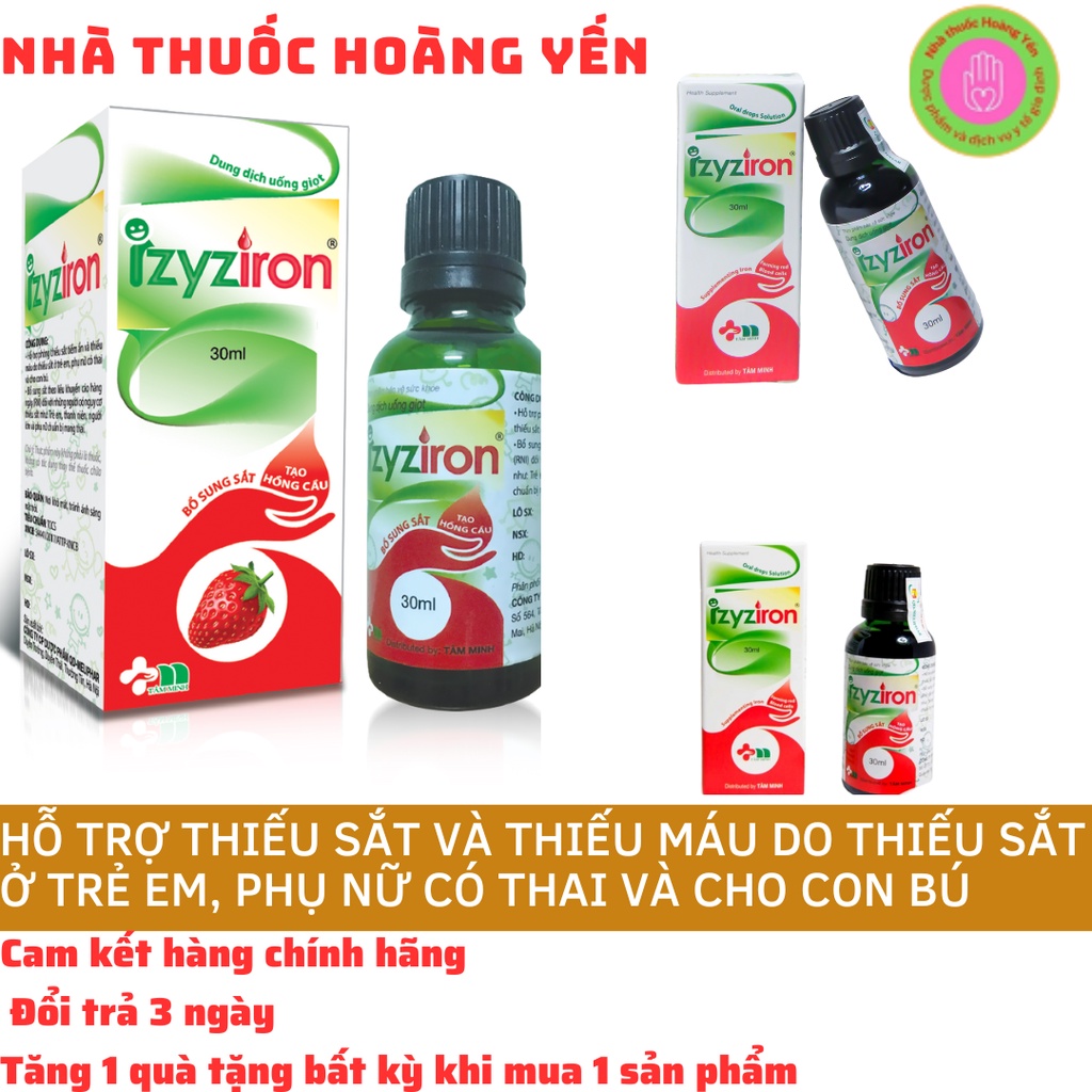 Sắt hữu cơ IZYZIRON (30 ml/ chai) Hỗ trợ thiếu sắt, hiếu máu ở người lớn, trẻ em, phụ nữ có thai và cho con bú