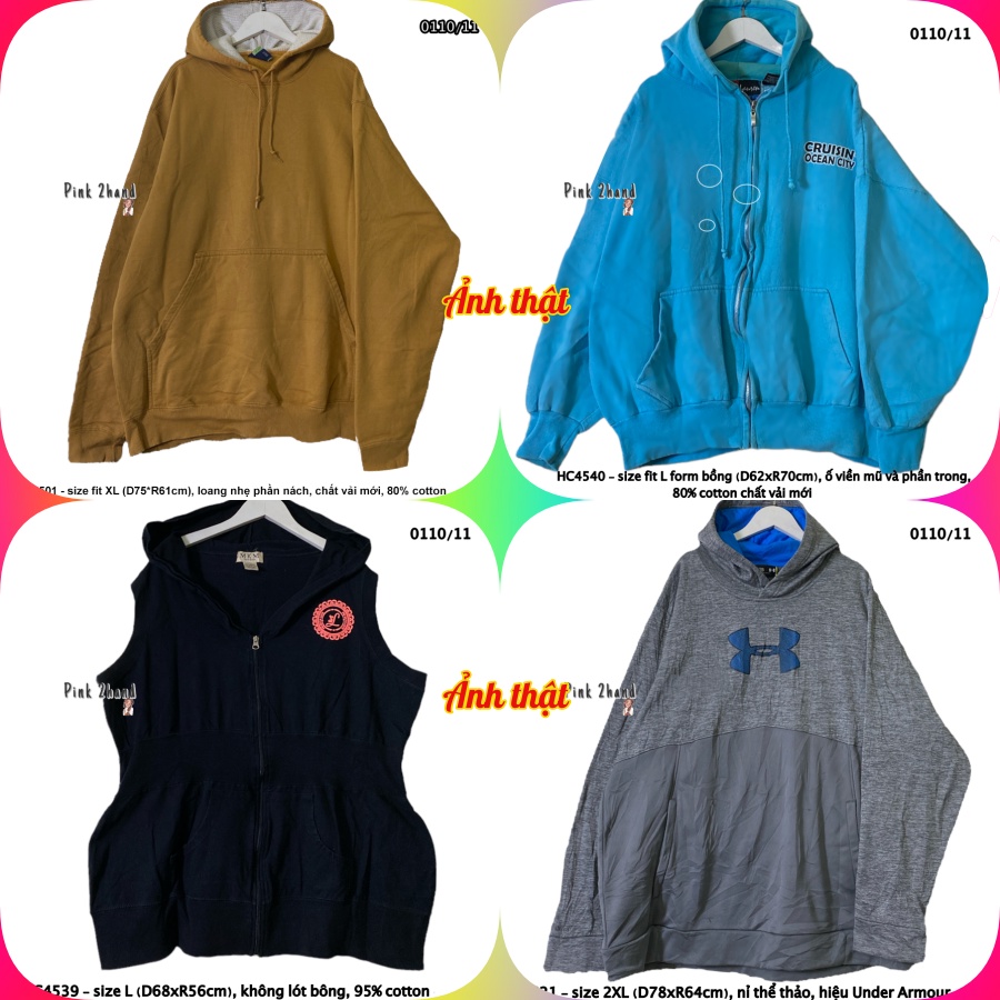 Áo Hoodie Oversize nữ, nam 2hand, chất dày, size XL/XXL - 230922-1