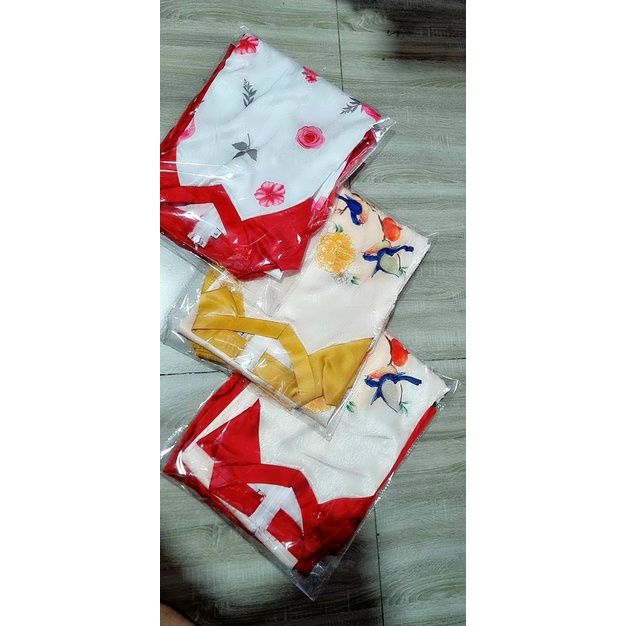 Set Áo Dài  Lụa Vân Gấm Tay Lỡ Họa Tiết In Chuyển Nhiệt Cao Cấp