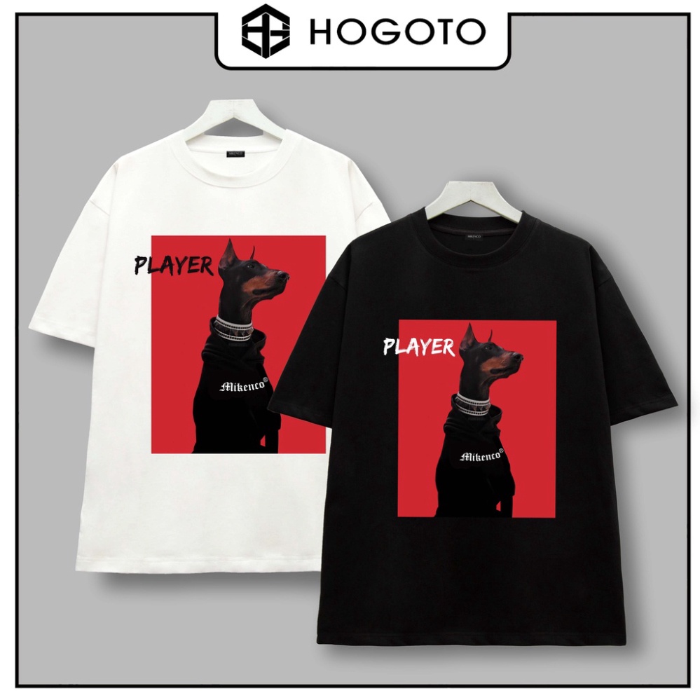 Áo thun unisex nam nữ 100% cotton from rộng oversize, áo chó player
