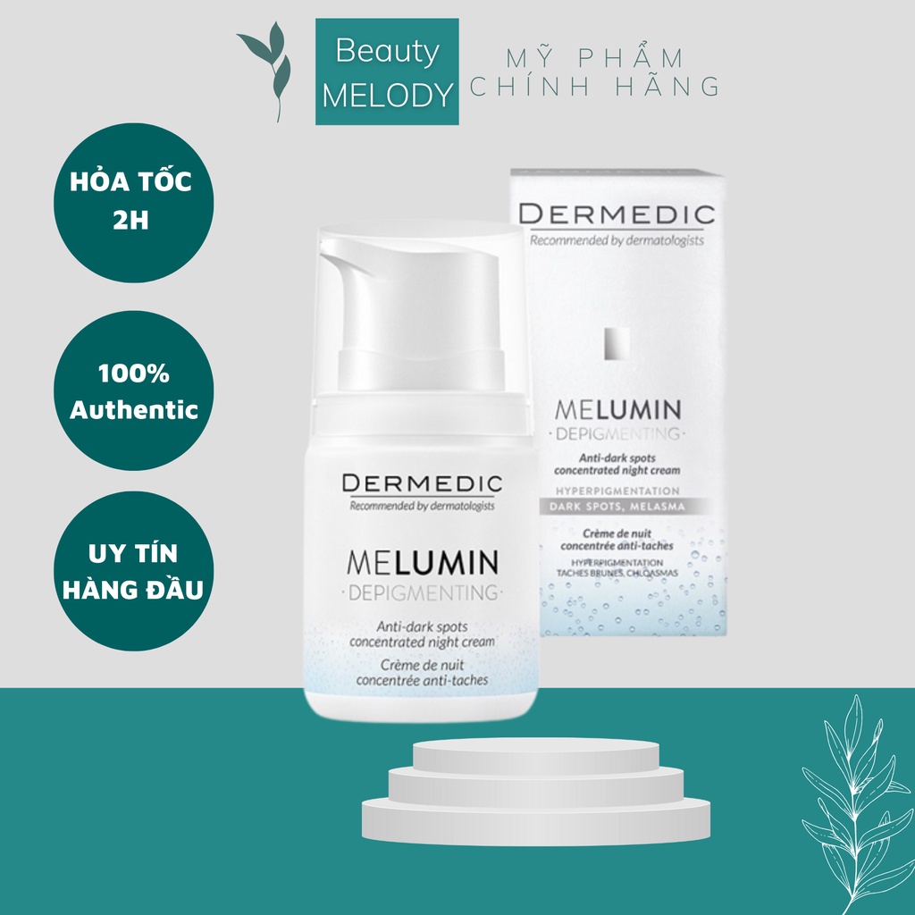 (Mẫu Mới Eau Thermale) Kem Dưỡng Trắng Da Ban Đêm .D..E..R.M.E.D..I..C. MELUMIN Anti-dark spots concentrated night cream