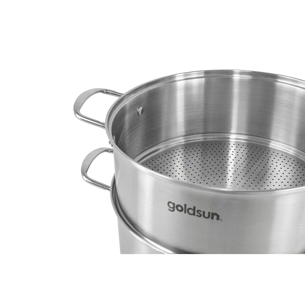 Bộ Nồi xửng hấp Inox 3 đáy Goldsun GPS1510-S 30Cm Hàng chính hãng