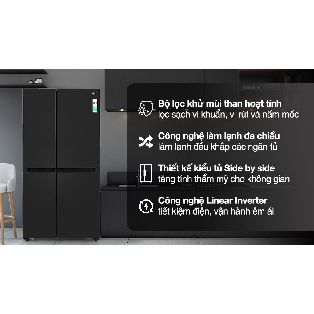 Tủ lạnh LG Inverter 649 Lít GR-B257WB 2022 điện máy tân phú