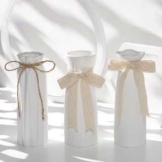 Lọ hoa gốm sứ trắng, Bình hoa gốm sứ decor trang trí phong cách Bắc Âu, lọ cắm hoa tươi