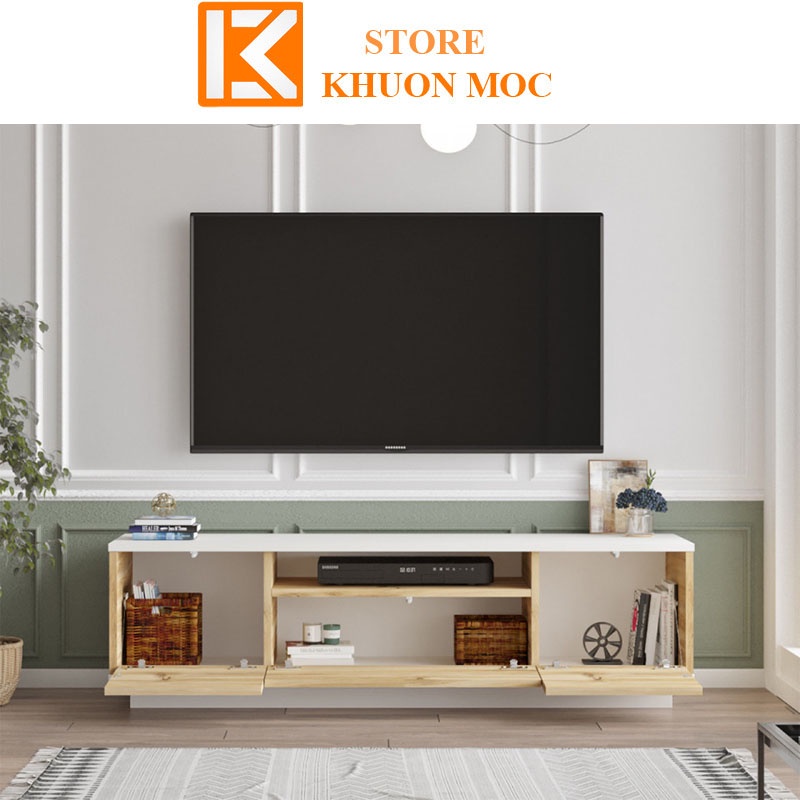 Kệ tủ tivi kết hợp để sàn phòng khách 1M2 1M4 1M6, Tủ tivi phong cách hiện đại mozic KM115.1