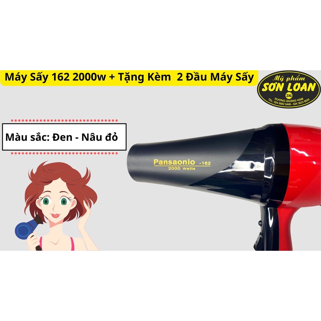 Máy sấy tóc 162 2000w + Tặng  Kèm 2 đầu máy sấy [ công xuất lớn ] chuyên dụng cho salon siêu bền