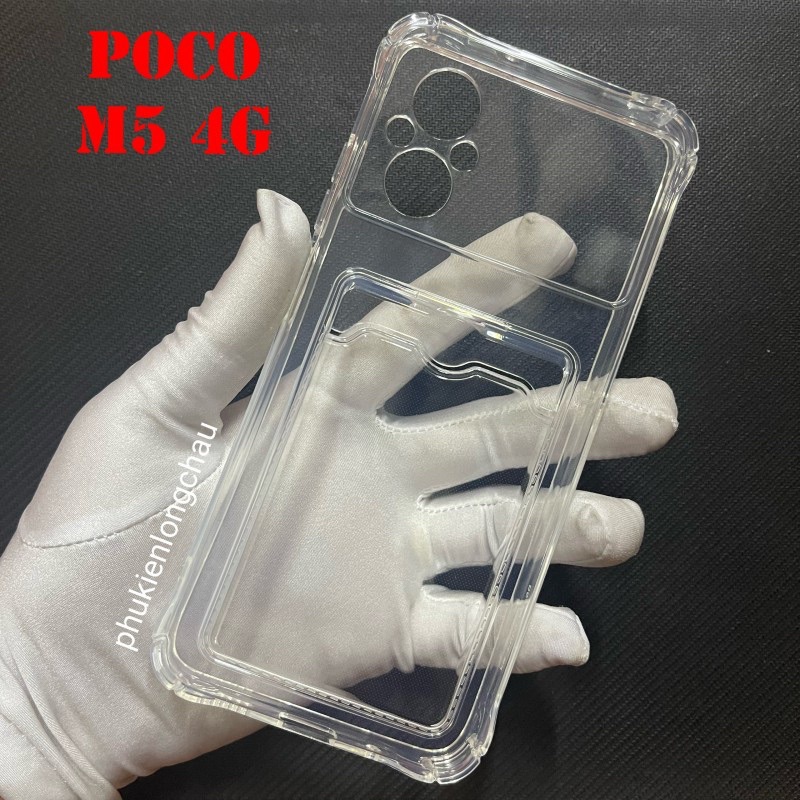 Ốp Lưng Poco M5 4G Dẻo Trong Chống Sốc Gù Bảo Vệ Camera Có Khe Ví Đựng Thẻ Card, Hình Ảnh Tự Thiết Kế