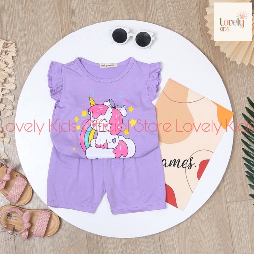Quần Áo Trẻ Em Cộc Tay Mùa Hè cho Bé Gái Minky mom  Set Đồ Bộ Hè Chất Thun Lạnh Ngắn Tay Cho Bé  Gái CÁNH TIÊN