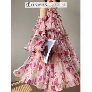 Váy Hoa Tiểu Thư Sang Chảnh La Rosa Thiết Kế Khoét Vai Mát Mẻ, Tươi Mới V1071
