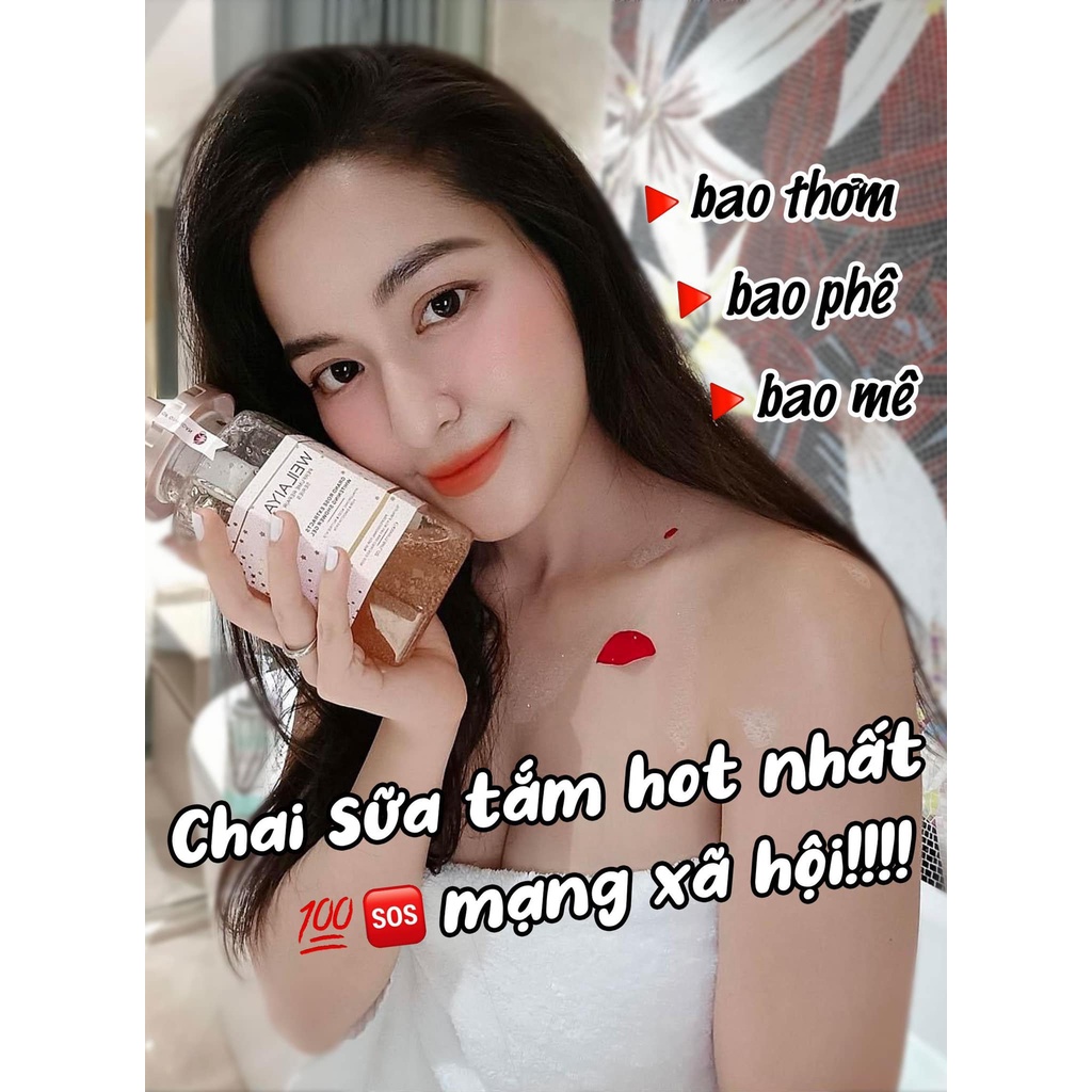Sữa Tắm Weilaiya Trắng Da Sữa Tắm Lưu Hương Cánh Hoa Hồng Damask 450ml