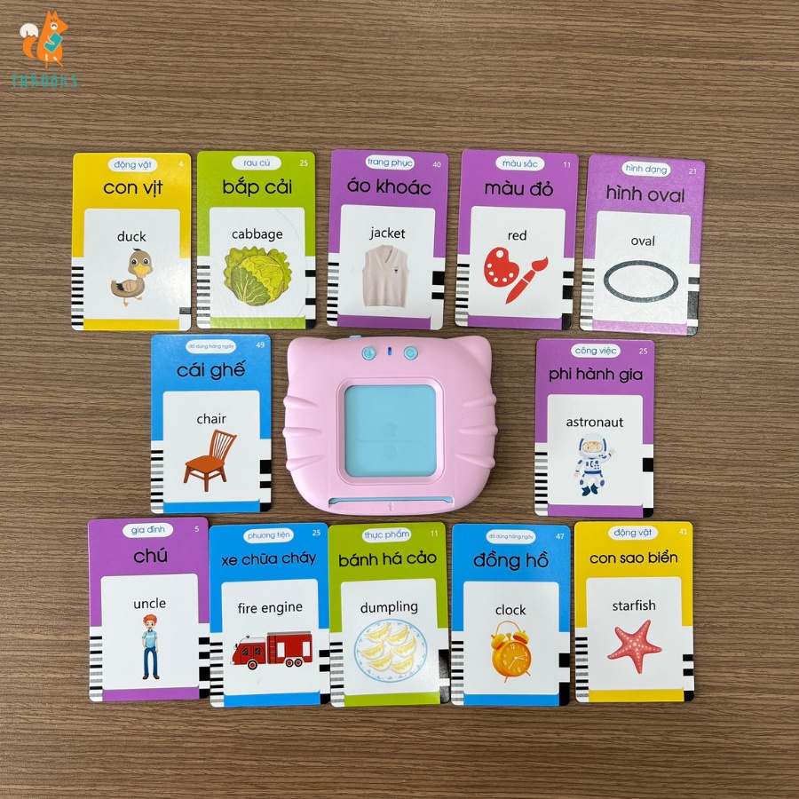 Máy Đọc Thẻ Chính Hãng Flashcard Anh-Việt 3 Chế Độ Đọc: Song Ngữ Anh-Việt, Tiếng Việt, Tiếng Anh Kèm Phát Nhạc