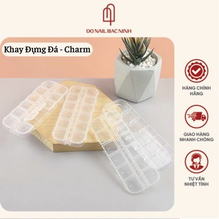 Khay nhựa 12 ô chia đá  , đựng charm nail , phụ kiện làm móng - có nắp đậy chắc chắn