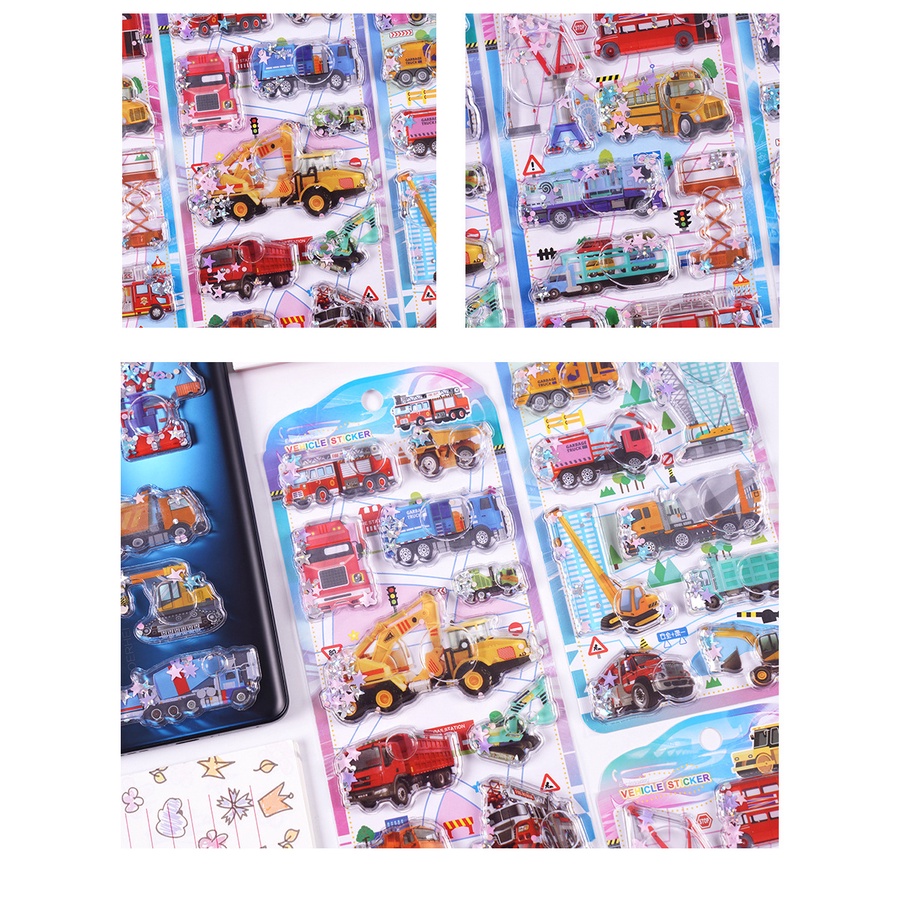 [QUÀ TẶNG] Set sticker hình dán cho bé Fesson, Sticker 3d ô tô máy bay trang trí sáng tạo