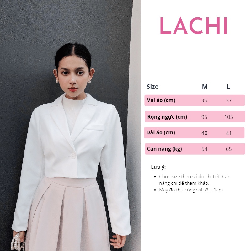 Áo khoác Lachi công sở kiểu vest blazer croptop dài tay chát tuyết mưa ASM06