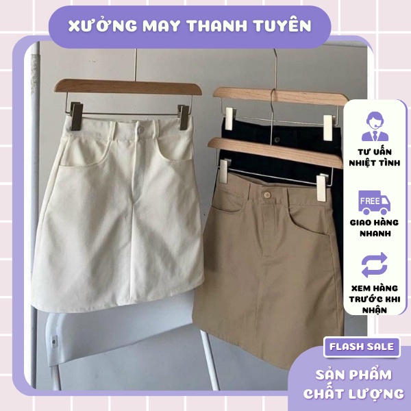 Chân váy chữ A có quần trong chất vải kaki dày đẹp co giãn có bigsize đến 70kg mã 052