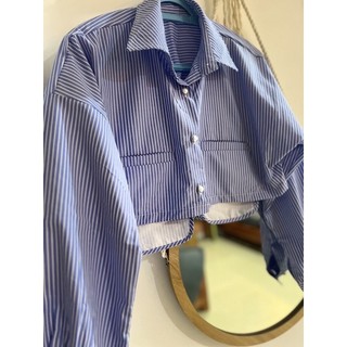 SET CROP SƠ MI KẺ XANH SHORT ĐEN