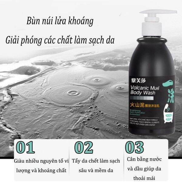 Sữa tắm làm trắng bùn núi lửa toàn thân để lại hương thơm vĩnh viễn làm trắng tẩy tế bào chết giữ ẩm cho da 250ml