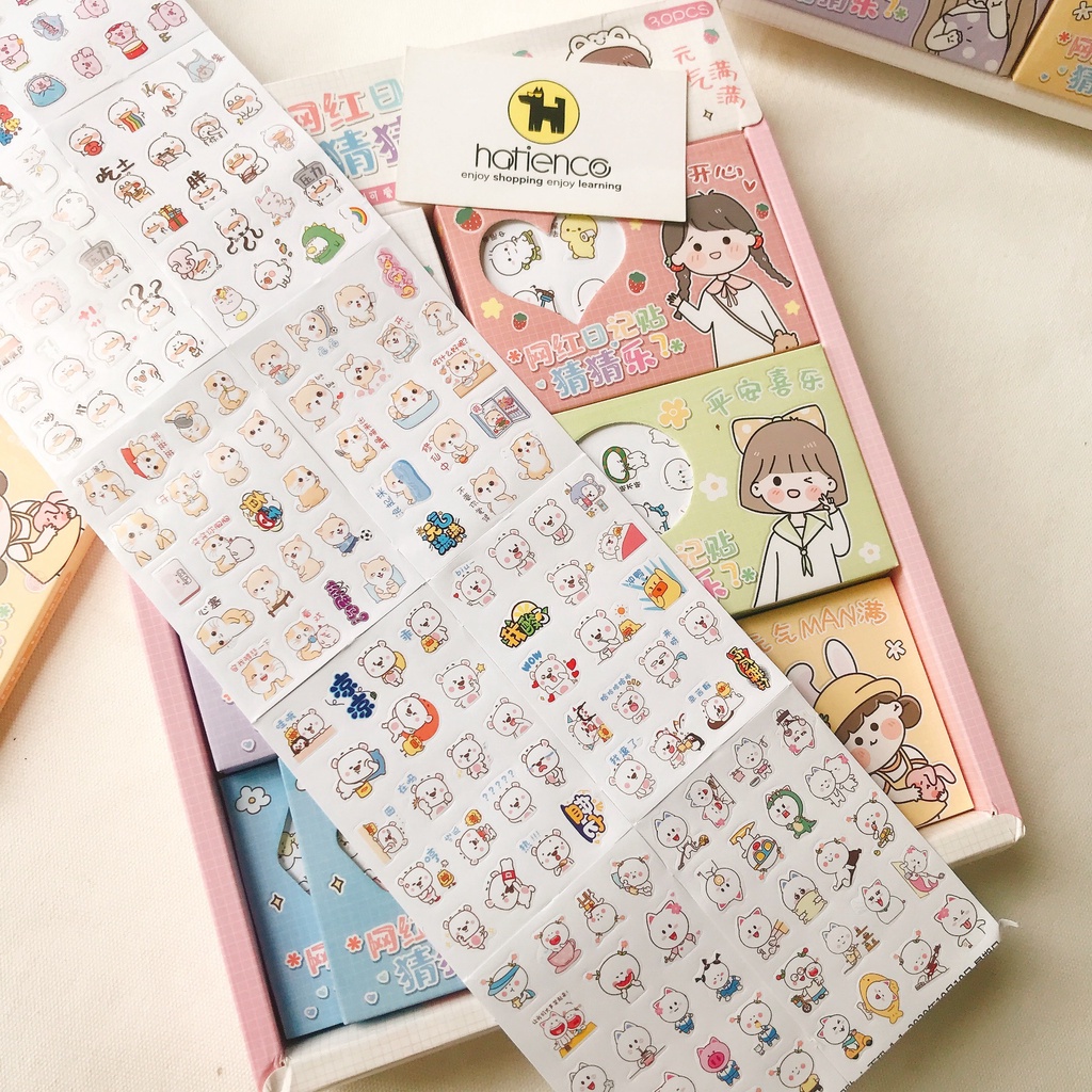 Hộp 12 tấm sticker cute, hình dán dễ thương