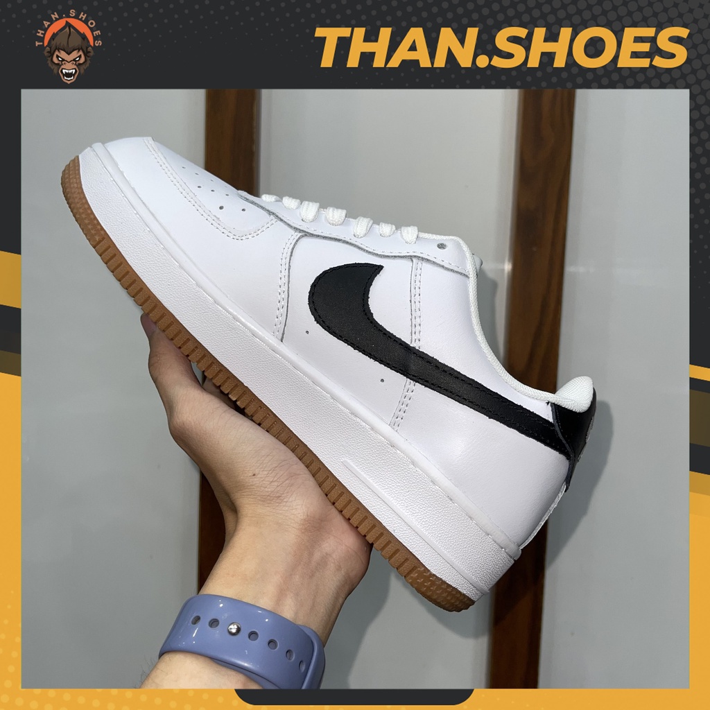 Giày Air Force 1 Low Obsidian Gum, AF1 Trắng Móc Đen Đế Nâu - Than.Shoes