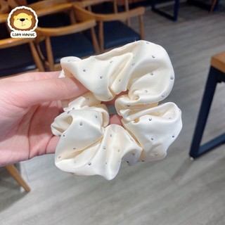 Cột tóc/Scrunchies vải lụa đính hạt [LH1764] Nữ tính, sang trọng