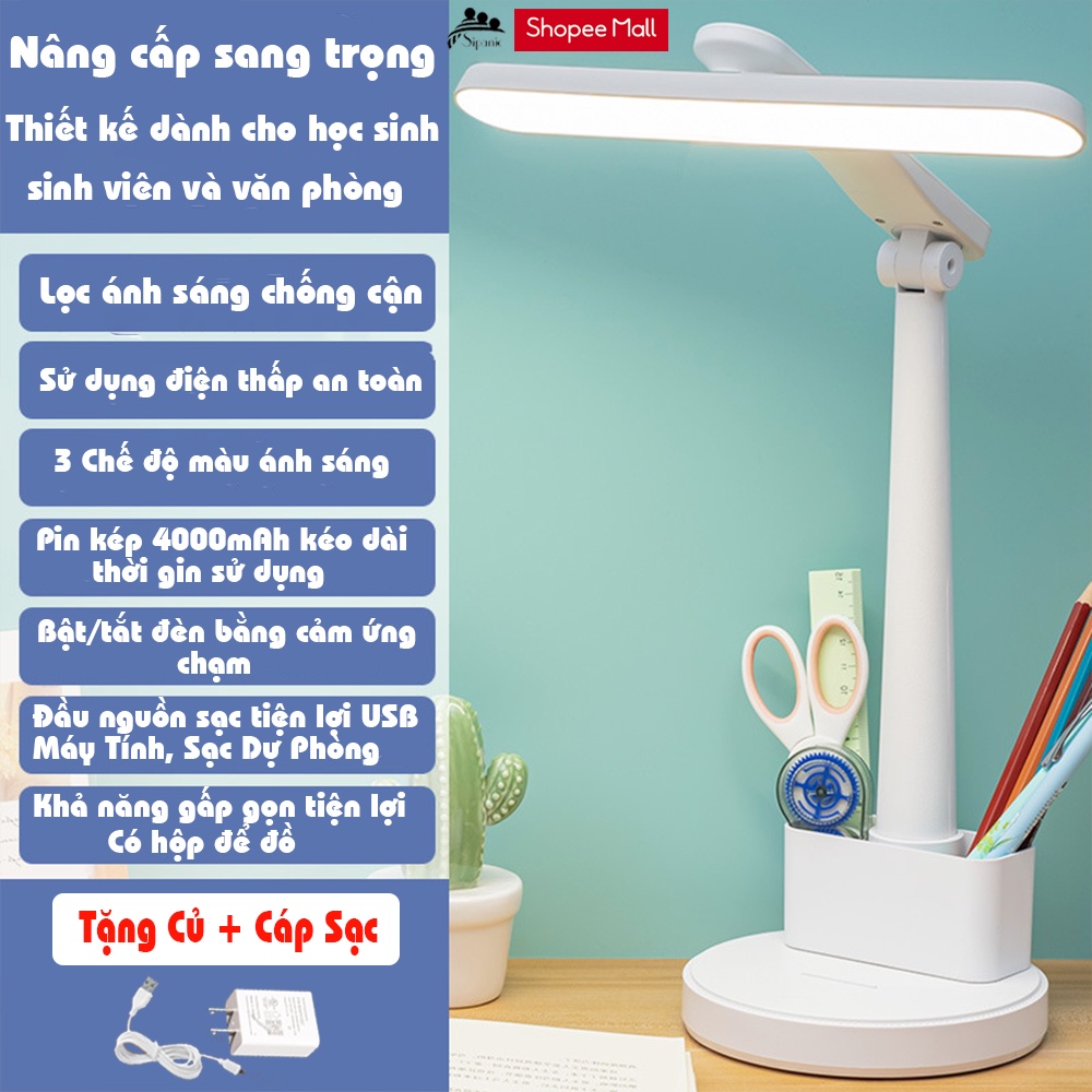 Đèn học chống cận, Sipanic để bàn tích điện cảm ứng 3 chế độ ánh sáng bảo vệ mắt