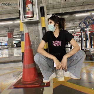 Áo thun baby tee y2k trắng đen Mask Art Cotton 100% in chữ Lazy Sleepy ATC2302