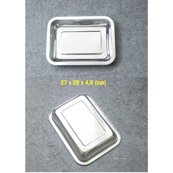 Khay inox cao cấp nhiều kích cỡ sâu 4.8cm