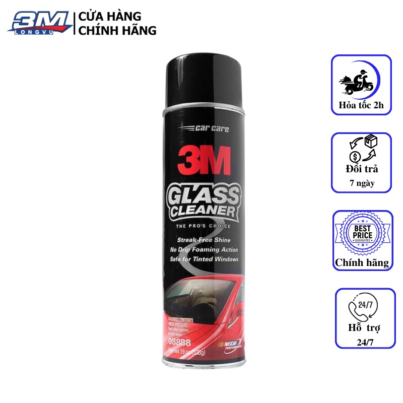 Nước rửa kính ô tô , Dung dịch rửa kính ô tô chuyên dụng 3M Glass Cleaner 08888 - 3M Long Vũ