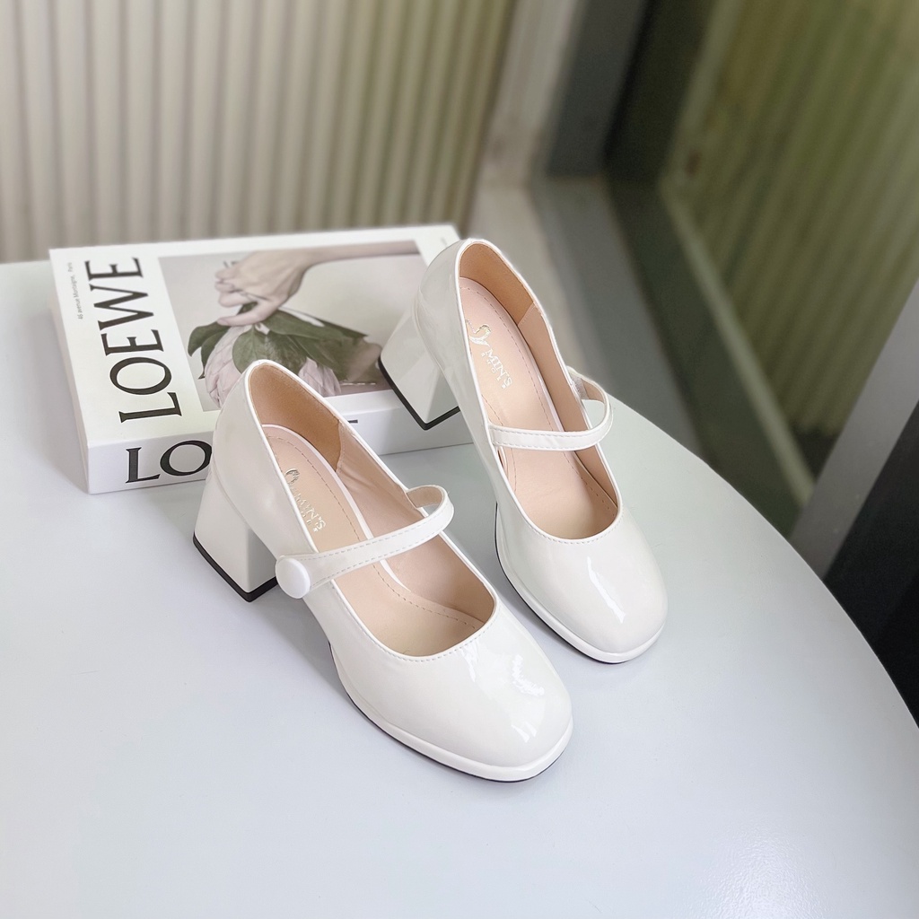 Min's Shoes - Giày Mary Jane Gót Vuông Da Bóng Cao Cấp V263