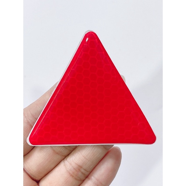 Tem tam giác🔺 phản quang dán đuôi dè sau xe máy 7x6.1cm, tem có sẵn keo