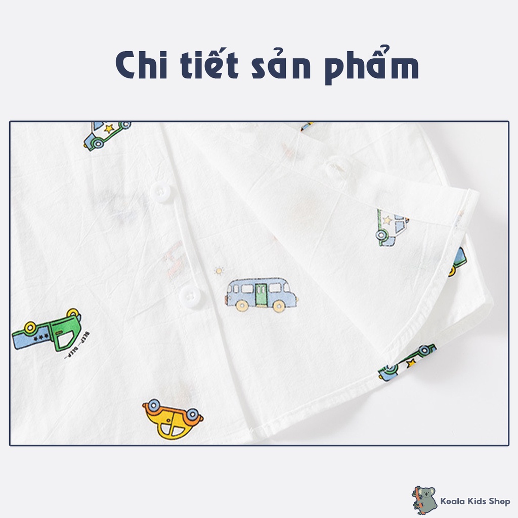 Áo sơ mi cộc tay WELLKIDS bé trai Áo POLO ngắn tay họa tiết ô tô chất siêu đẹp cho trẻ em từ 1-7 tuổi