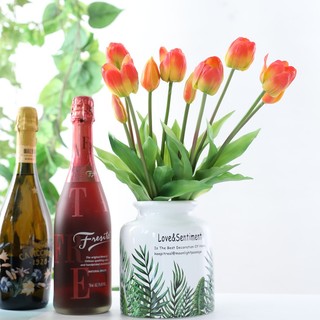 Hoa giả - bó hoa tulip cao su cap cấp 1 bó 5 cành cao 39cm trang trí nhà cửa, văn phòng, ...
