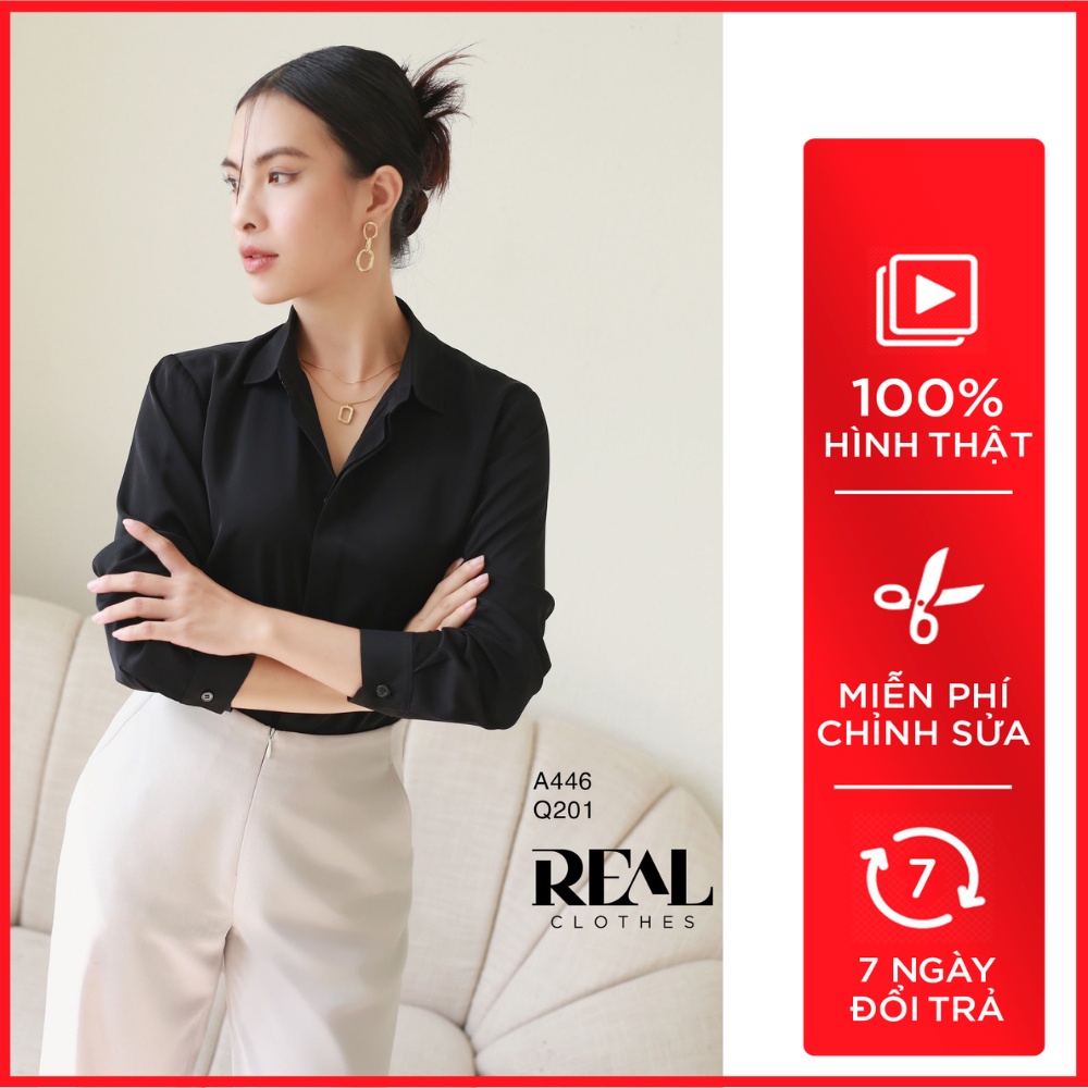 Sơ mi cổ mềm đen_REAL