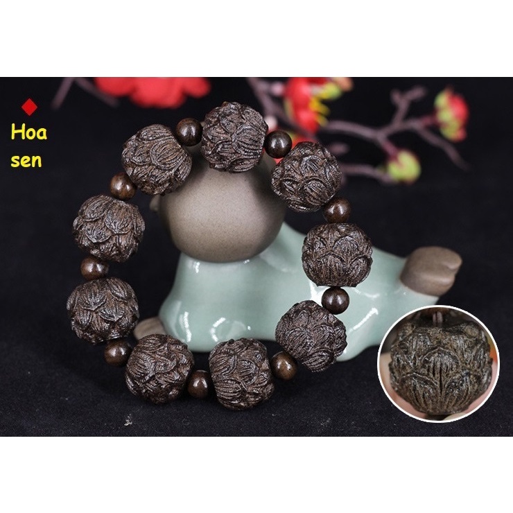 Vòng Tay Phong Thủy, Gỗ Hóa Đá, Khắc thủ công, hộ mệnh trừ tà giúp tình duyên may mắn