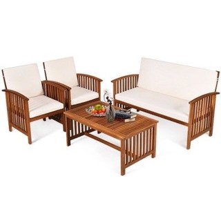 Bộ ghế sofa gỗ ngoài trời, ghế bàn gỗ tự nhiên