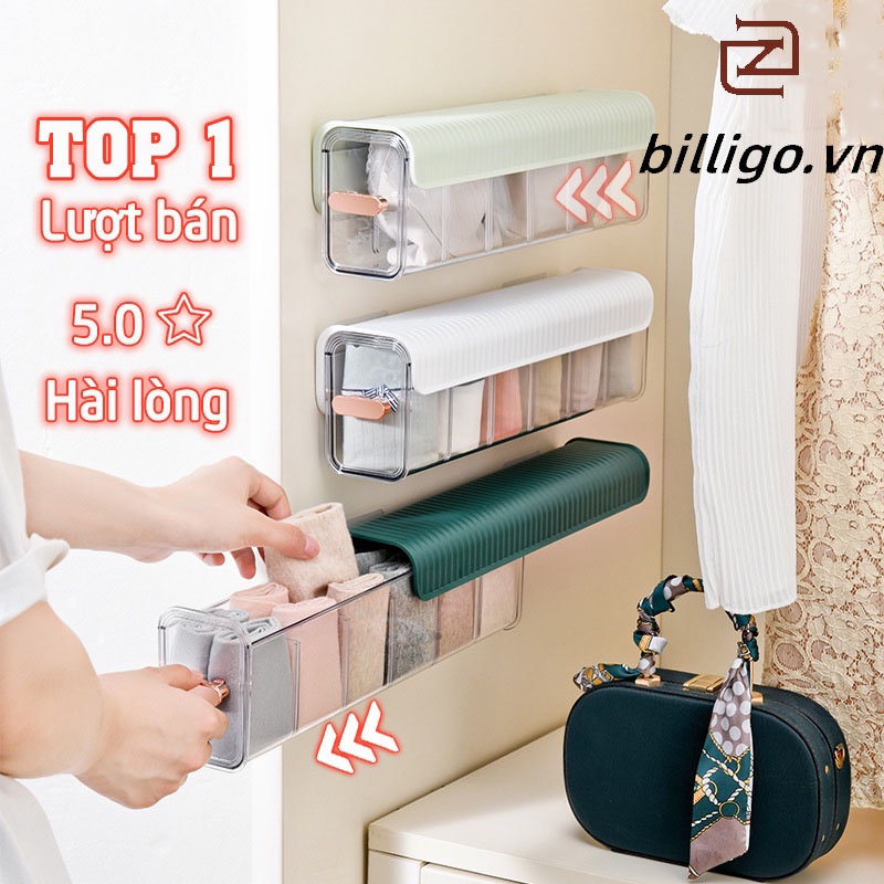 NDH0288 Hộp Đựng Tất Vớ Hộp Đựng Đồ Lót - Khay Nhựa Để,Đồ Trang Sức Treo Tủ Gọn Gàng Ngăn Kéo Thông Minh