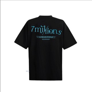 Áo Thun Cổ Tròn Embroided Vải Cotton 2 Chiều Unisex Oversized 7MILLIONS (Đen)
