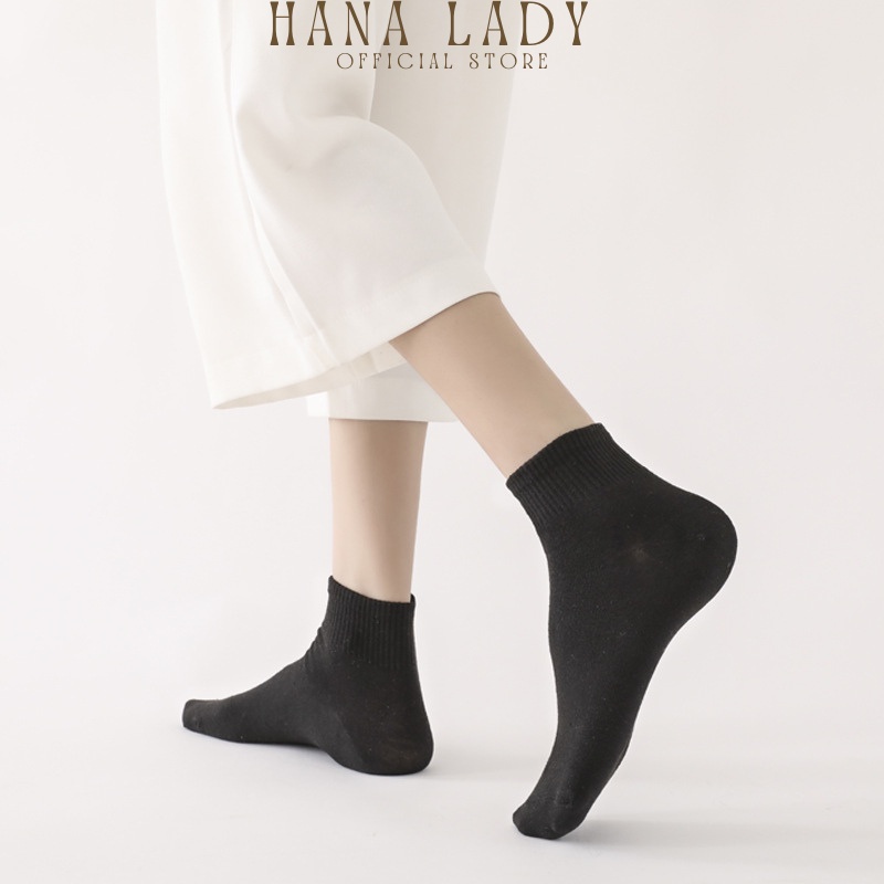 Tất chân trơn unisex phong cách Hàn Quốc chất liệu cotton thông hơi thoáng khí Hanaladystore T024