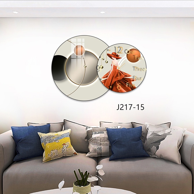 ộ 2 Tranh Đồng Hồ Kim Trôi Tráng Gương Treo Tường Phòng Khách, Phòng Làm Việc, Cửa Hàng, Động cơ bền bỉ